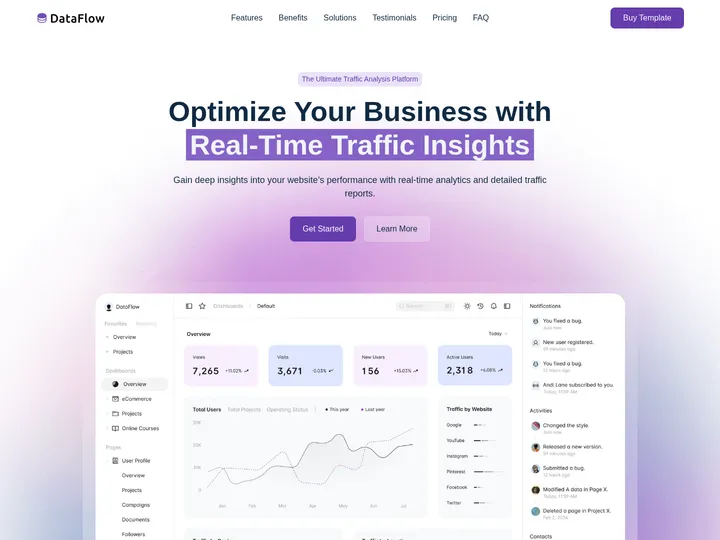 DataFlow — Marketing template with full CMS and e-commerce support ...