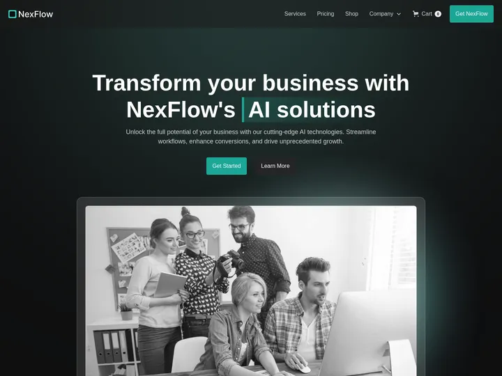 NexFlow — Dark-mode template for AI agencies, marketers, and businesses ...